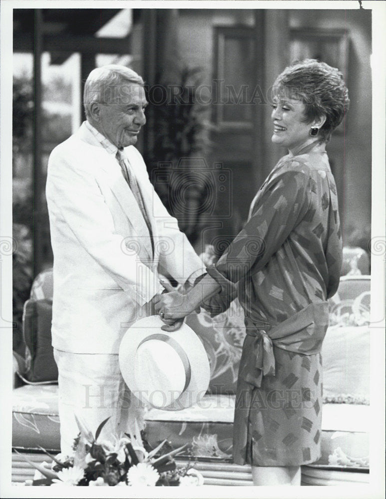 1987 Press Photo Actors Rue McClanahan And David Wayne In &quot;The Golden Girls&quot; - Historic Images