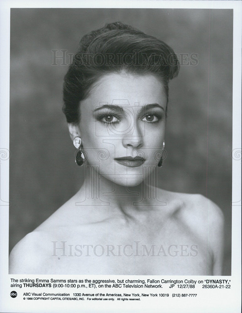 1988 Press Photo Actress Emma Samms Stars In ABC Television Show Dynasty - Historic Images