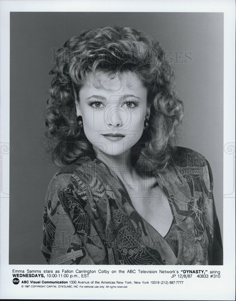 1987 Press Photo Emma Samms on &quot;Dynasty&quot; - Historic Images