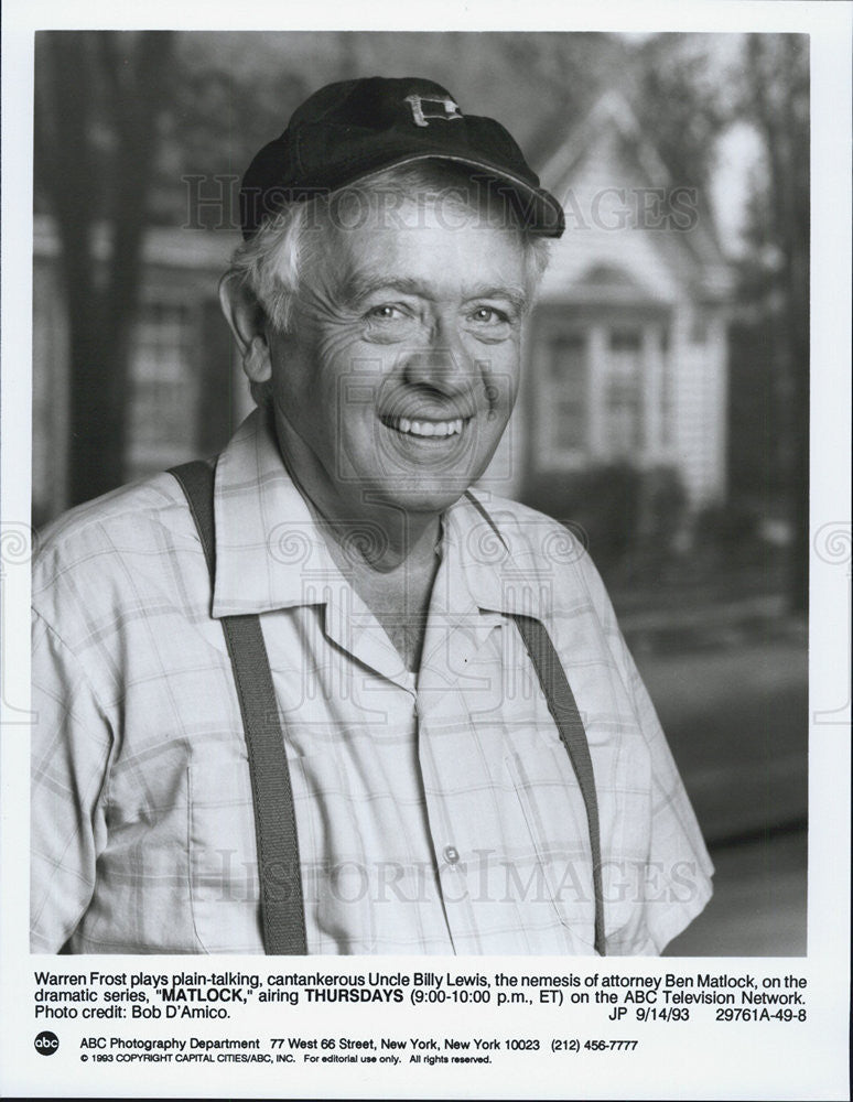 1993 Press Photo Warren Frost in &quot;Matlock&quot; - Historic Images