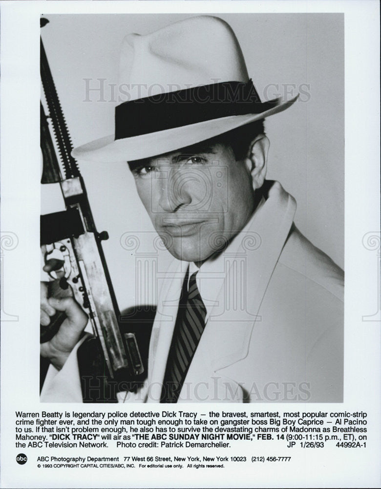 1993 Press Photo Warren Beatty in &quot;Dick Tracy&quot; - Historic Images