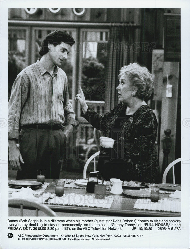 1989 Press Photo Bob Saget &amp; Doris Roberts on &quot;Full House&quot; - Historic Images