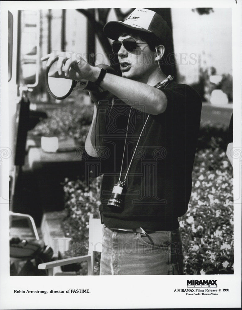 1991 Press Photo Director Robin Armstrong On Set Of Miramax Movie Pastime - Historic Images