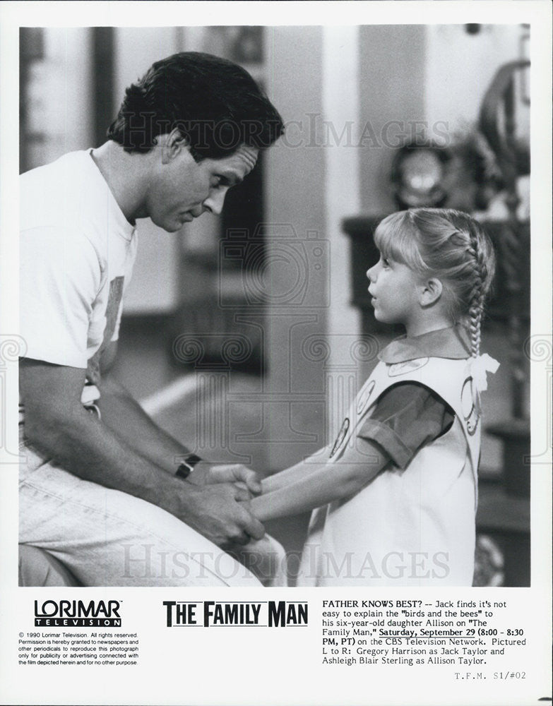 1990 Press Photo Actor Gregory Harrison, Child Actress Ashleigh Blair Sterling - Historic Images