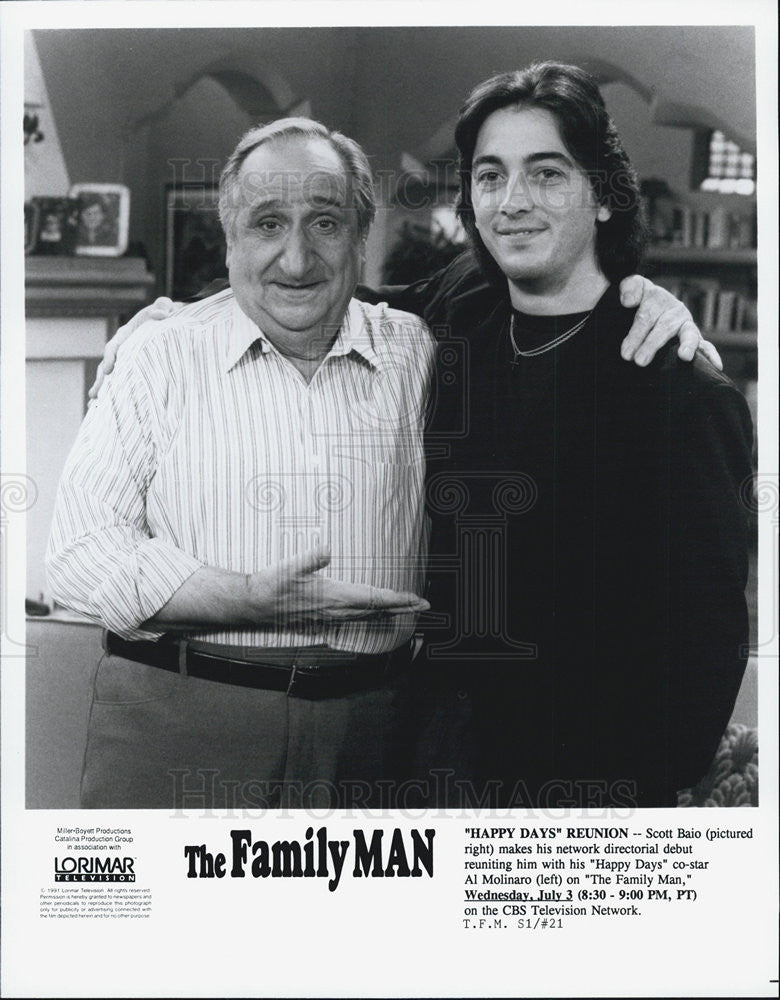 1991 Press Photo Scott Baio And Al Molinaro CBS Television Show The Family Man - Historic Images