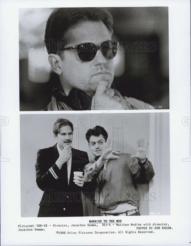 1988 Press Photo Director Jonathon Demme And Actor Matthew Modine On The Set - Historic Images