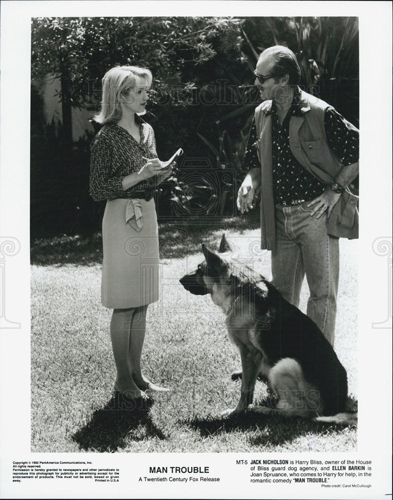 1992 Press Photo Man Trouble Film Actor Jack Nicholson Ellen Barkin - Historic Images