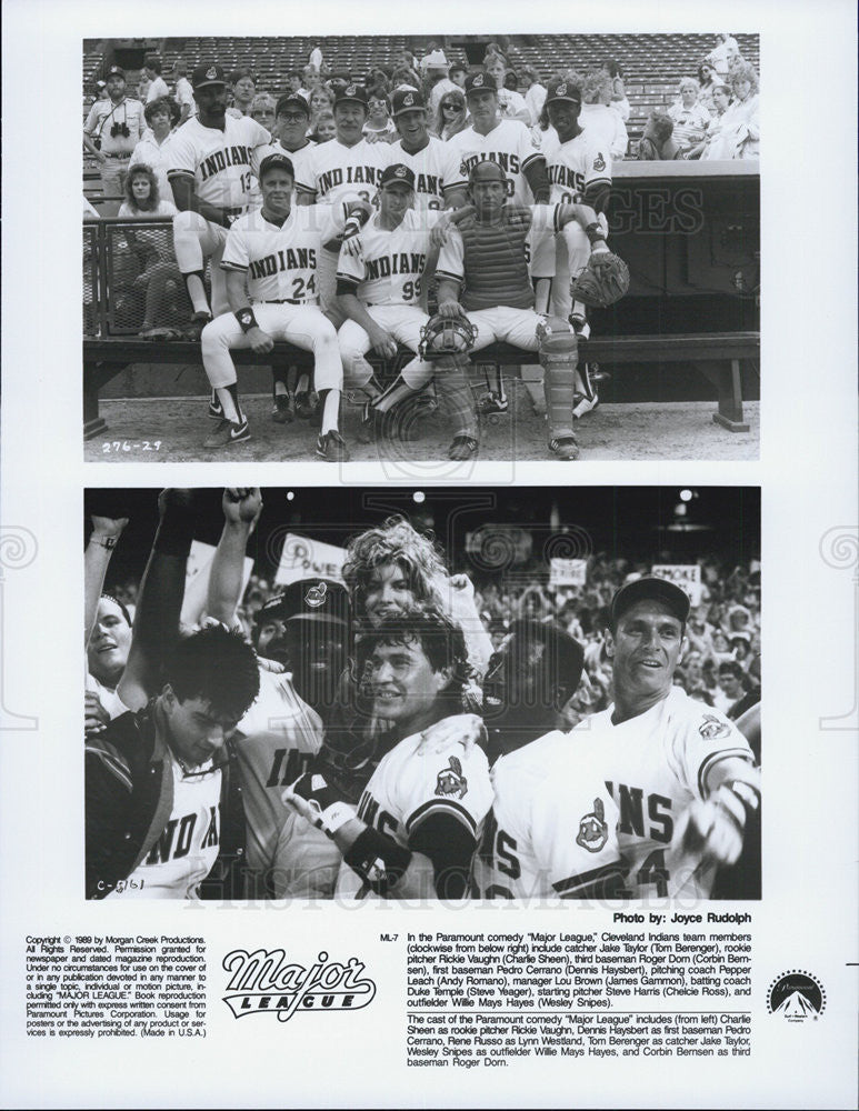 1989 Press Photo Charlie Sheen, Dennis Haysbert, Rene Russo, Tom Berenger - Historic Images