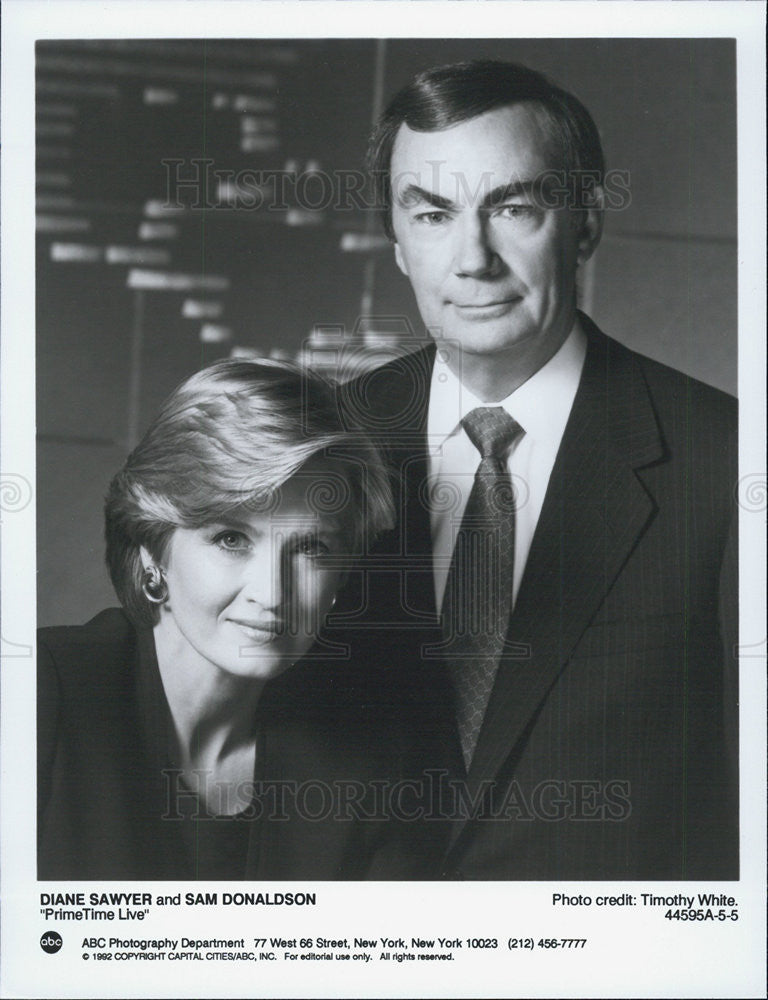 1992 Press Photo PrimeTime Live Diane Sawyer Sam Donaldson ABC - Historic Images