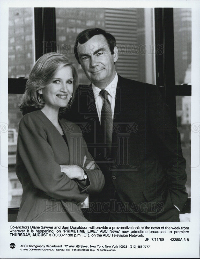 1989 Press Photo PrimeTime Live Diane Sawyer Sam Donaldson ABC News - Historic Images