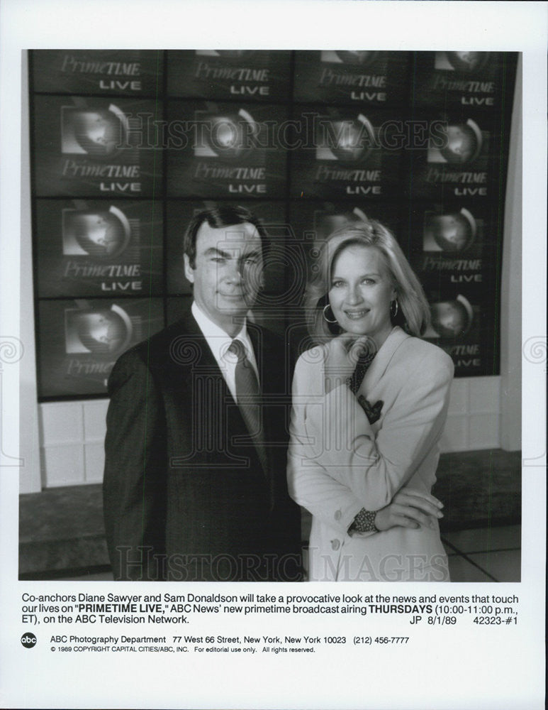 1989 Press Photo Diane Sawyer Sam Donaldson PrimeTime Live ABC News - Historic Images