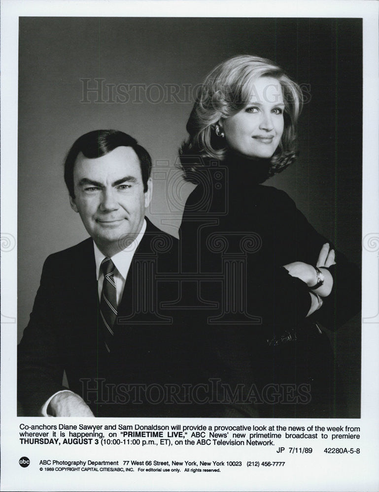 1989 Press Photo Diane Sawyer Sam Donaldson PrimeTime Live ABC News - Historic Images