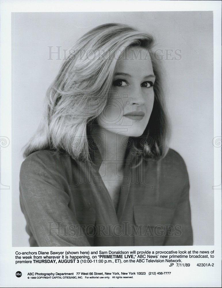 1989 Press Photo Primetime Live ABC News Diane Sawyer - Historic Images