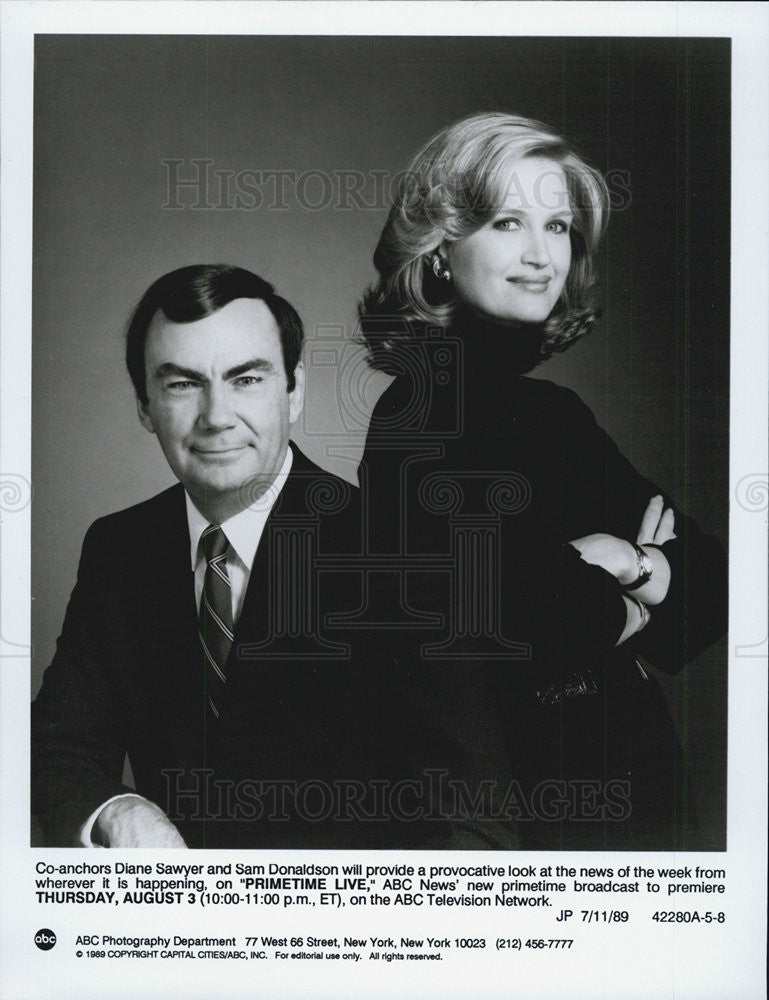 1989 Press Photo ABC Primetime Live Sam Donaldson Diane Sawyer - Historic Images