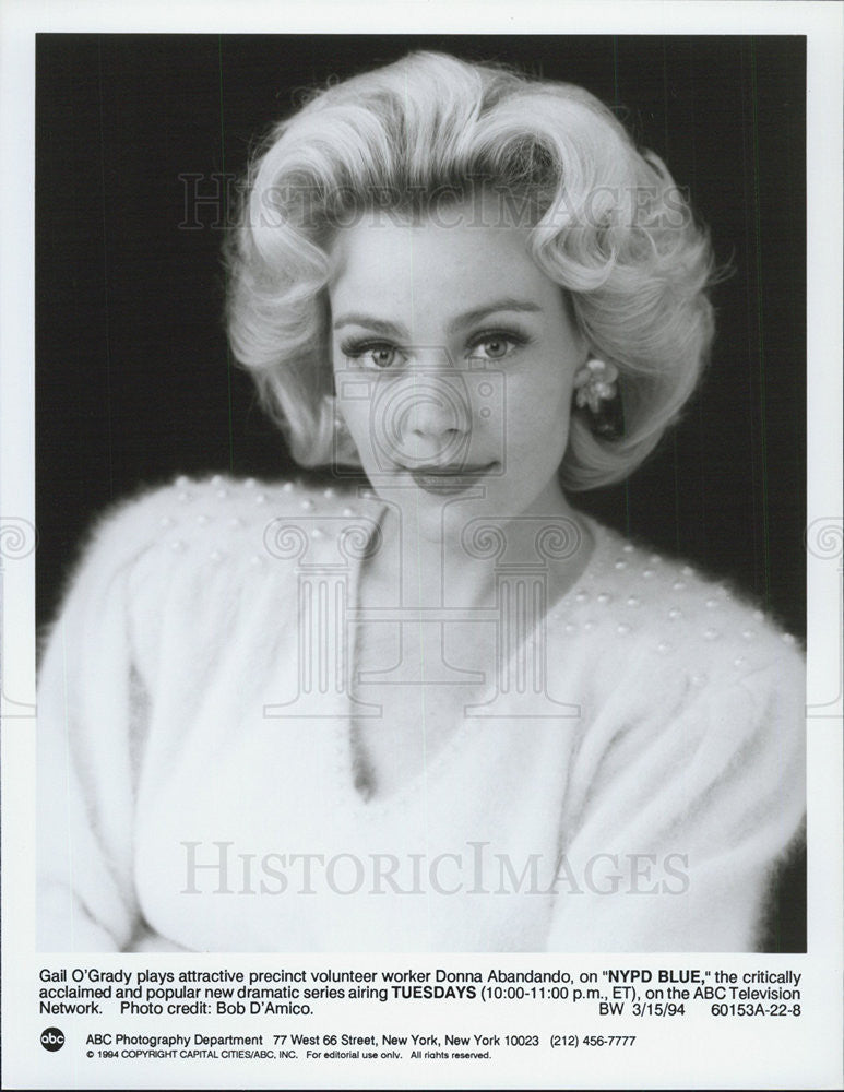 1994 Press Photo Actress Gail OGrady NYPD Blue ABC - Historic Images