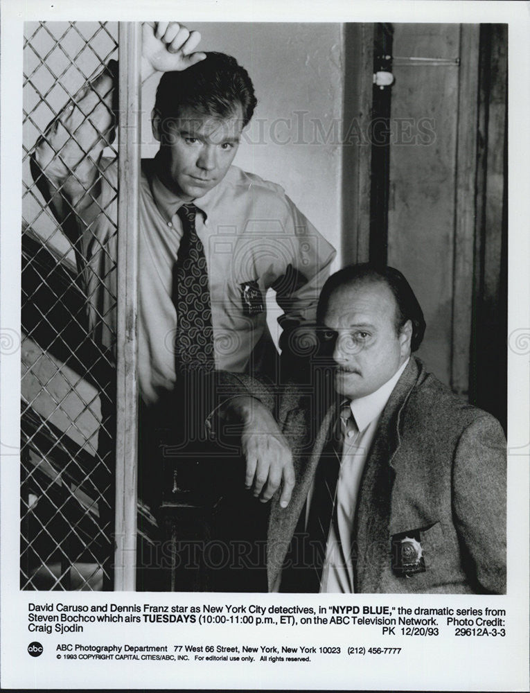 1993 Press Photo NYPD Blue Dennis Franz David Caruso ABC Television - Historic Images