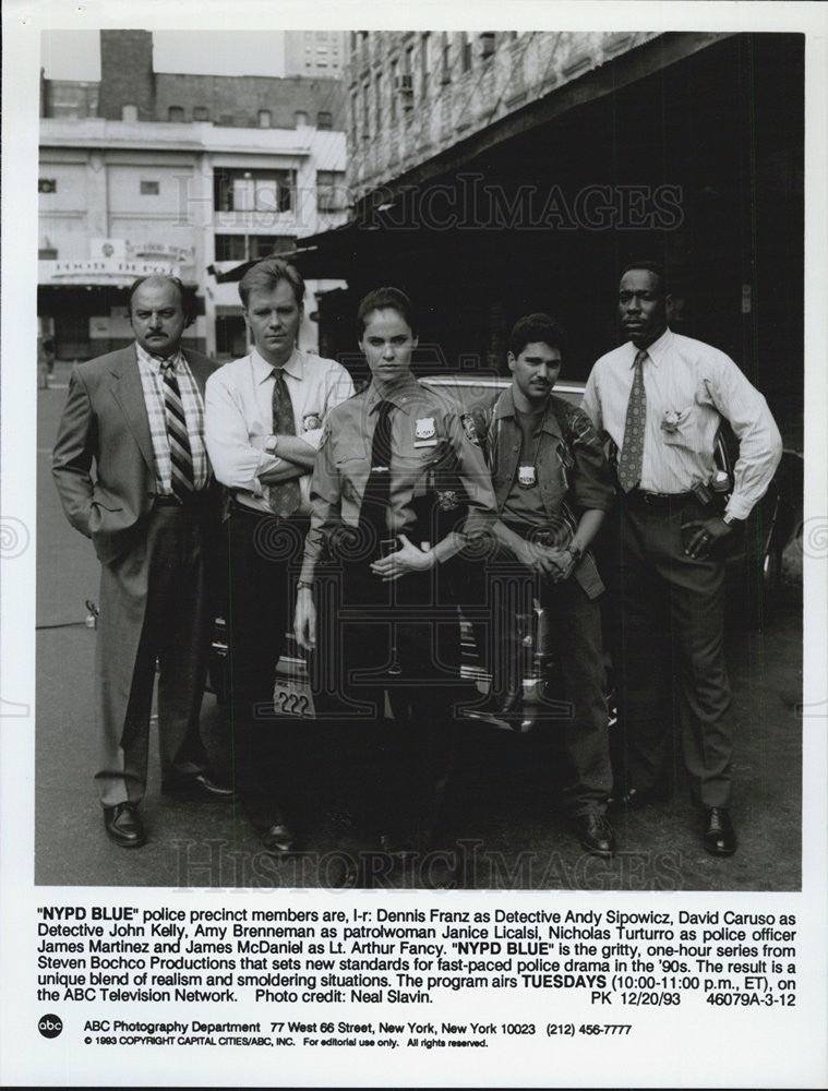 1993 Press Photo NYPD Blue Dennis Franz David Caruso Amy Brenneman ABC - Historic Images