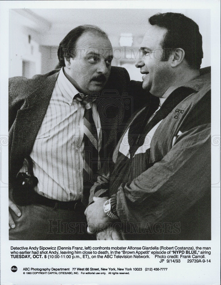 1993 Press Photo NYPD Blue CBS Dennis Franz Robert Costanza Television - Historic Images