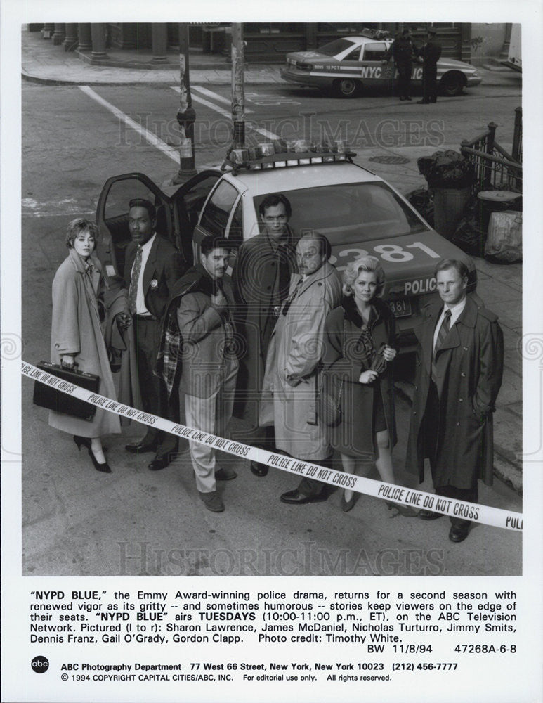 1994 Press Photo NYPD Blue Sharon Lawrence James McDaniel Nicholas Turturro - Historic Images