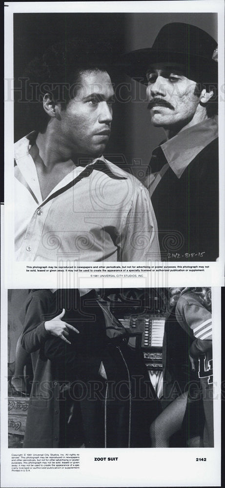 1985 Press Photo Daniel Valdez and Edward James Olmos star in &quot;Zoot Suit.&quot; - Historic Images