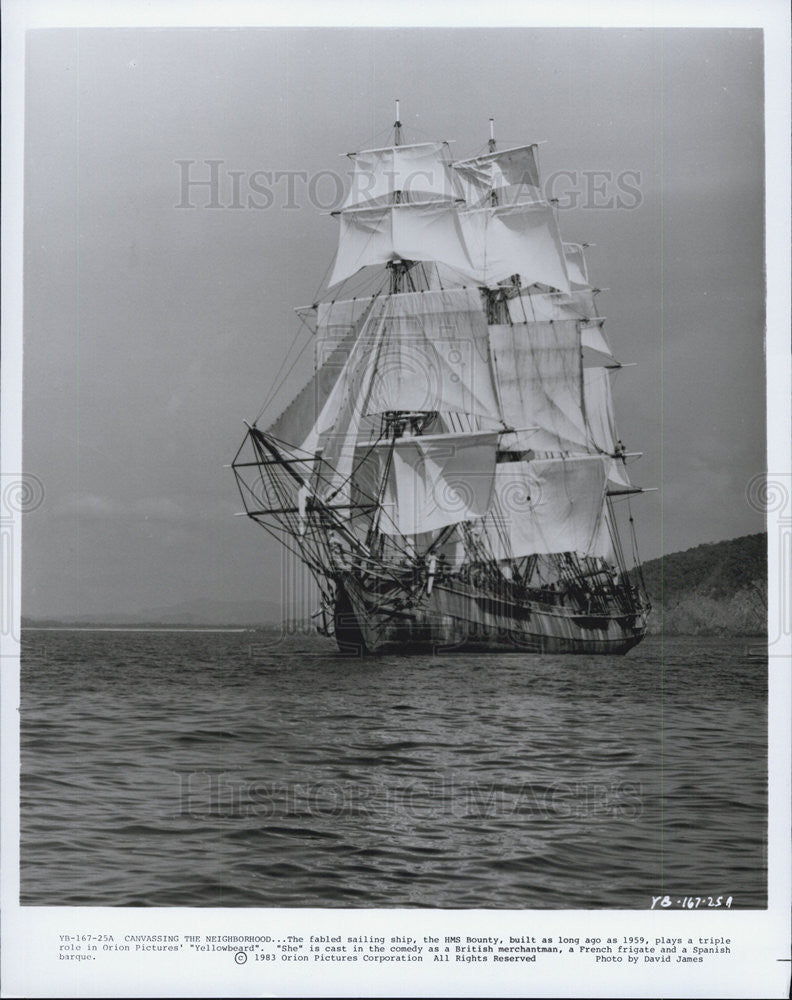 1983 Press Photo HMS Bounty in &quot;Yellowbeard&quot; - Historic Images