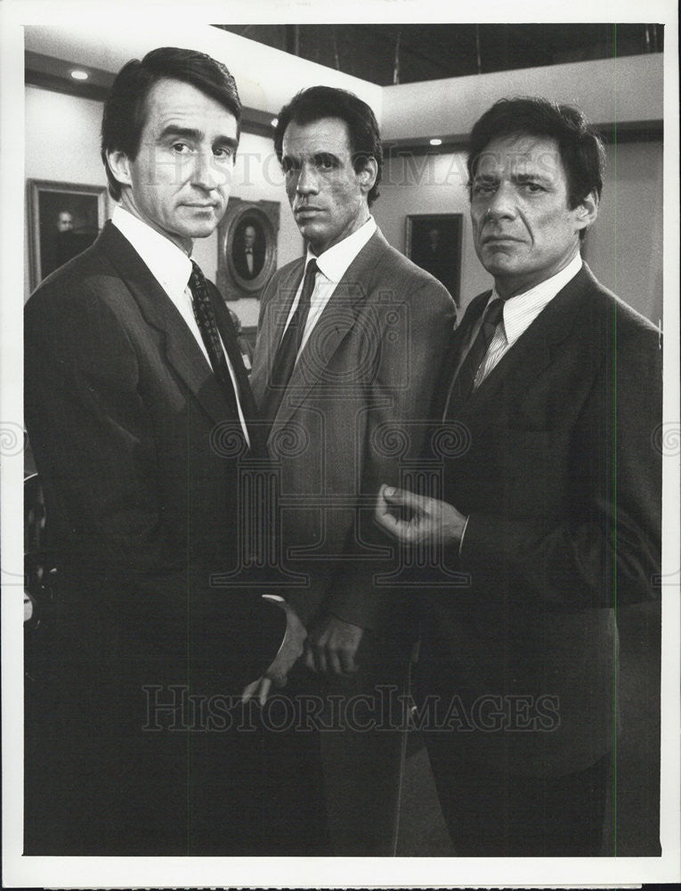 1987 Press Photo Actors Sam Waterston, Ron Leibman And Robert Davi In CBS Movie - Historic Images