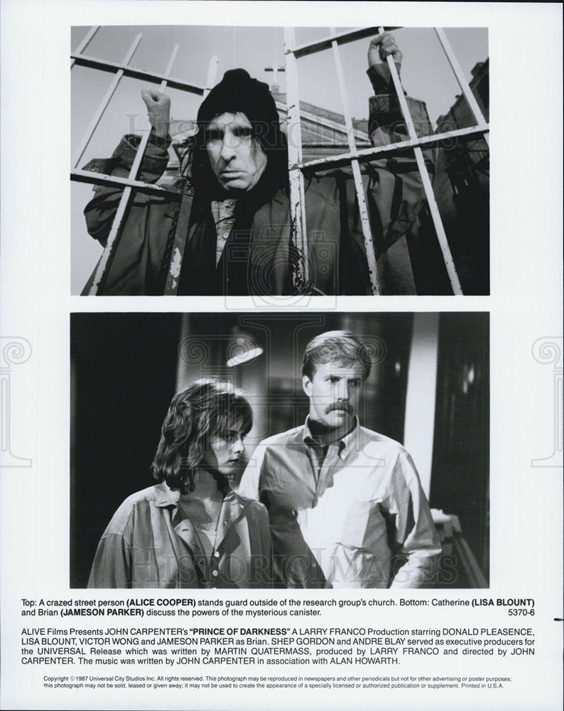 1987 Press Photo Alice Cooper &amp; Jameson Parker in &quot;Prince of Darkness&quot; - Historic Images