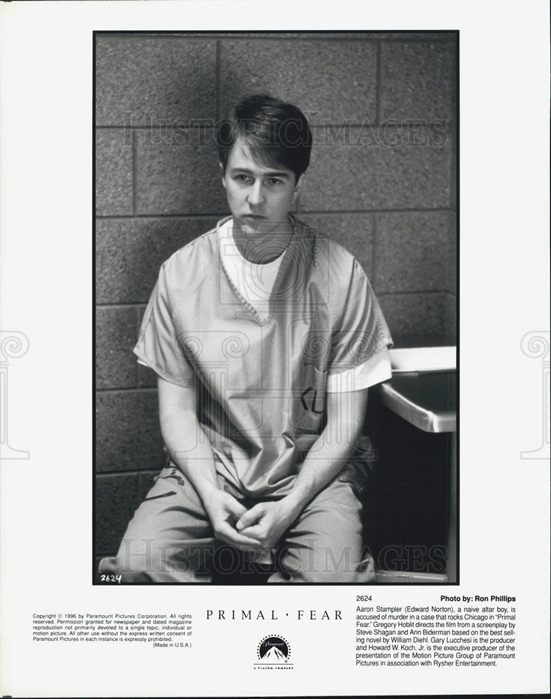 1996 Press Photo Edward Norton in &quot;Primal Fear&quot; - Historic Images