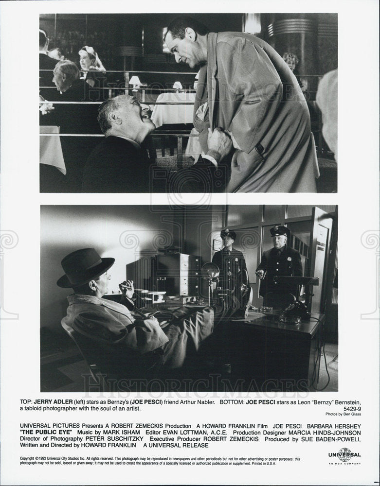 1992 Press Photo Actors Jerry Adler And Joe Pesci Starring In &quot;The Public Eye&quot; - Historic Images