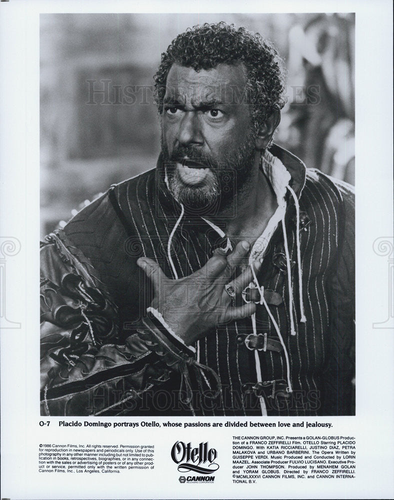 1986 Press Photo Placiso Domingo in &quot;Otello&quot; - Historic Images