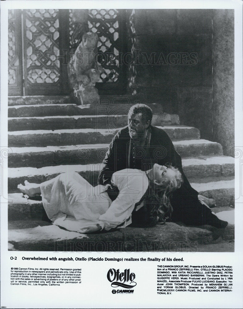 1986 Press Photo Placido Domingo in &quot;Otello&quot; - Historic Images