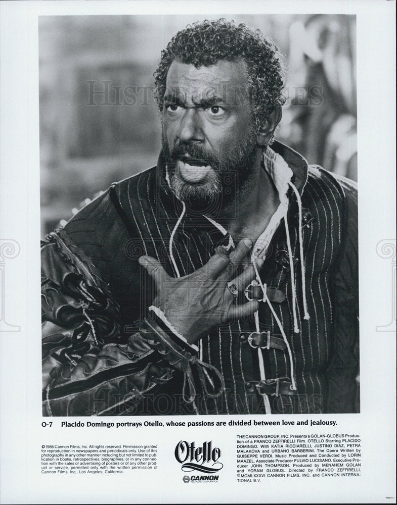 1986 Press Photo Placido Domingo in &quot;Otello&quot; - Historic Images