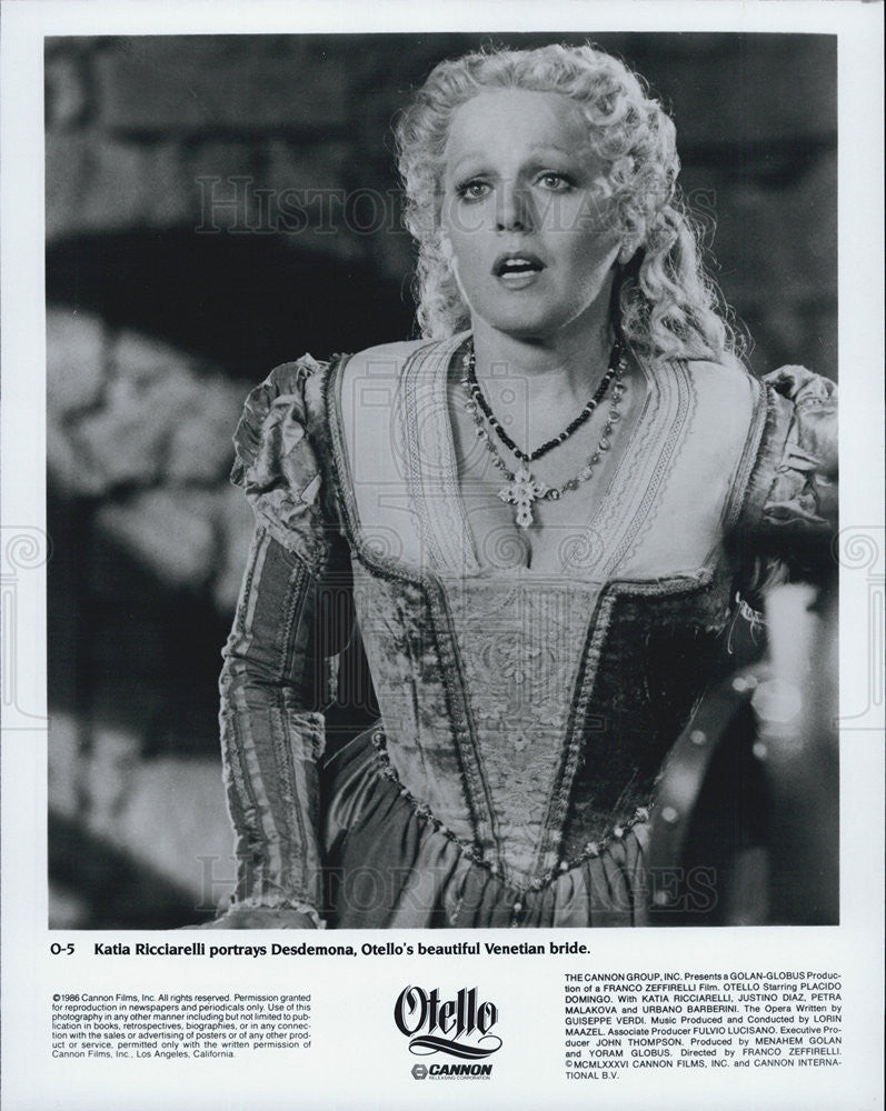 1986 Press Photo Katia Ricciarelli in &quot;Otello&quot; - Historic Images