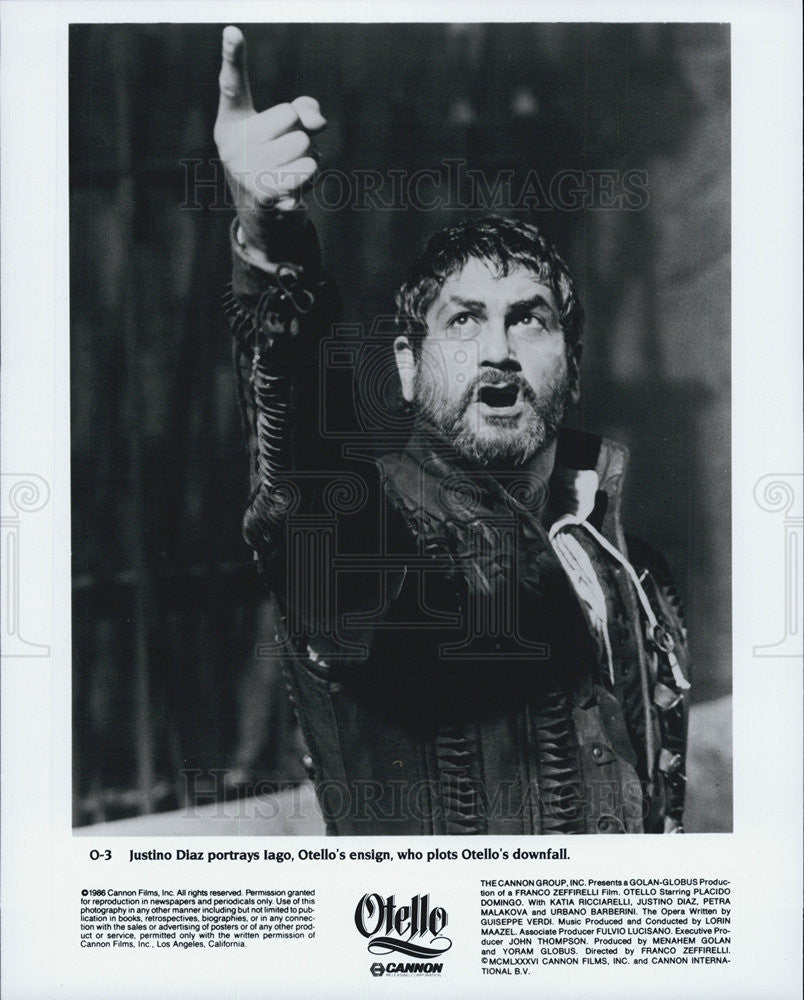 1986 Press Photo Justino Diaz in &quot;Otello&quot; - Historic Images