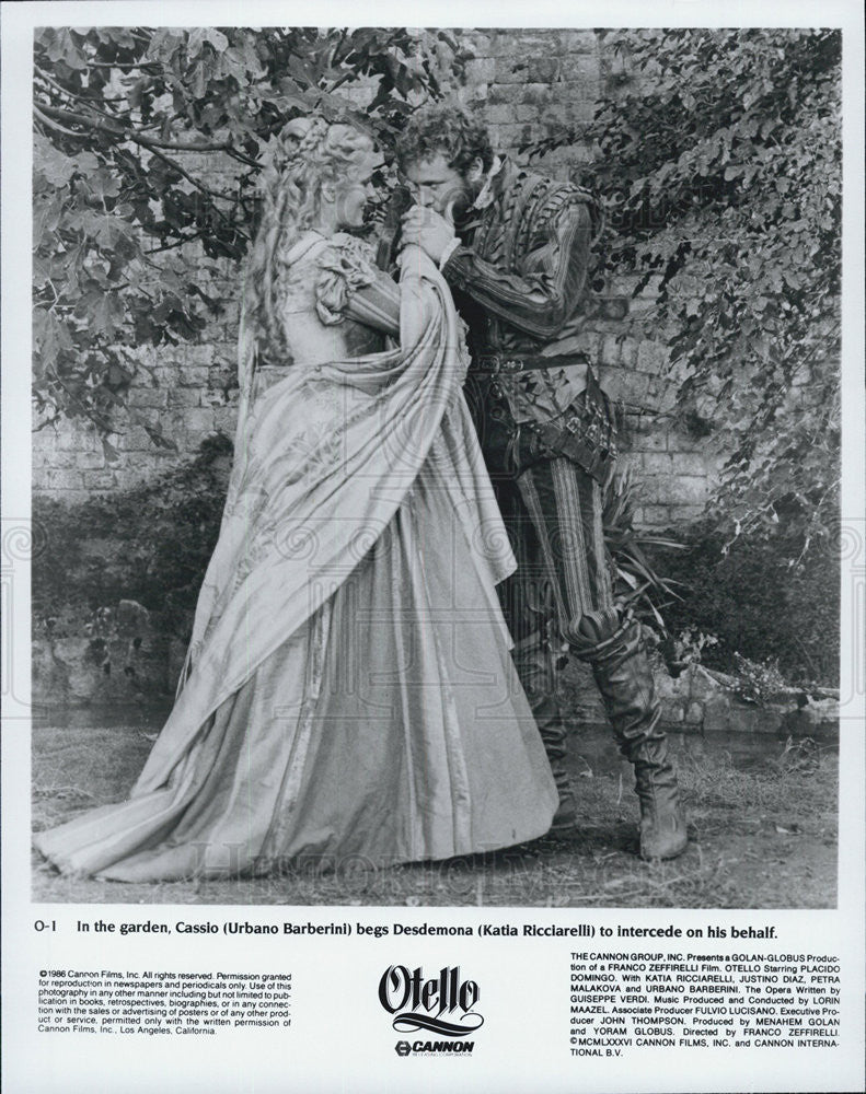 1986 Press Photo Urbano Barberini &amp; Katia Ricciarelli in &quot;Otello&quot; - Historic Images