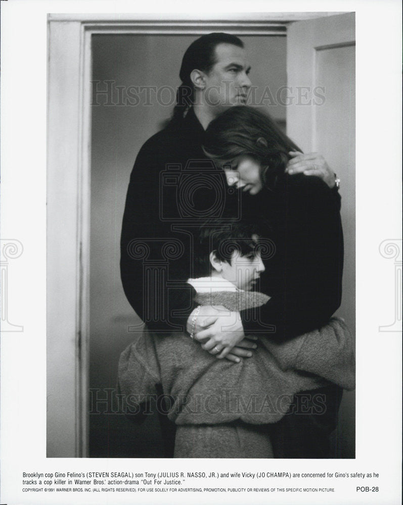 1991 Press Photo Steven Seagal Julius R Nasso Jr Jo Champa Out for Justice - Historic Images