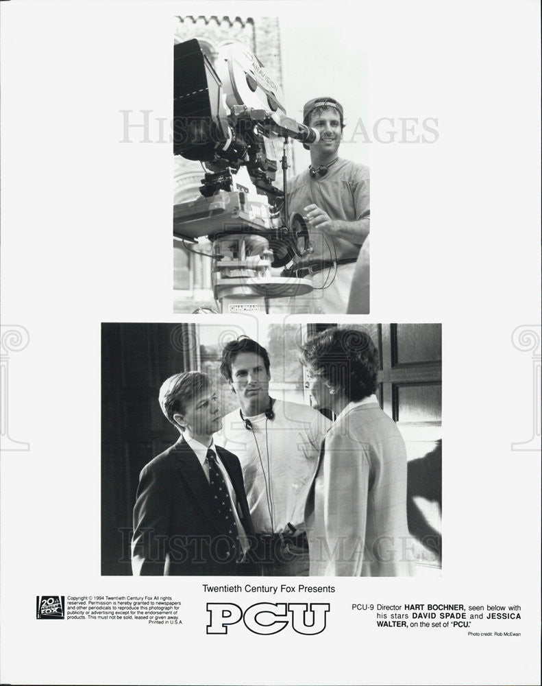 1994 Press Photo Director Hart Bocher &amp; David Spade&amp;Jessica Walter &quot;PCU&quot; - Historic Images