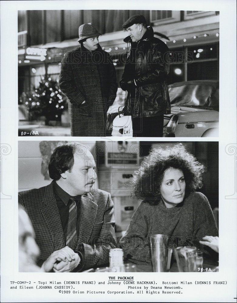 1989 Press Photo Actors Dennis Franz, Gene Hackman, Dennis Franz, Joanna Cassidy - Historic Images