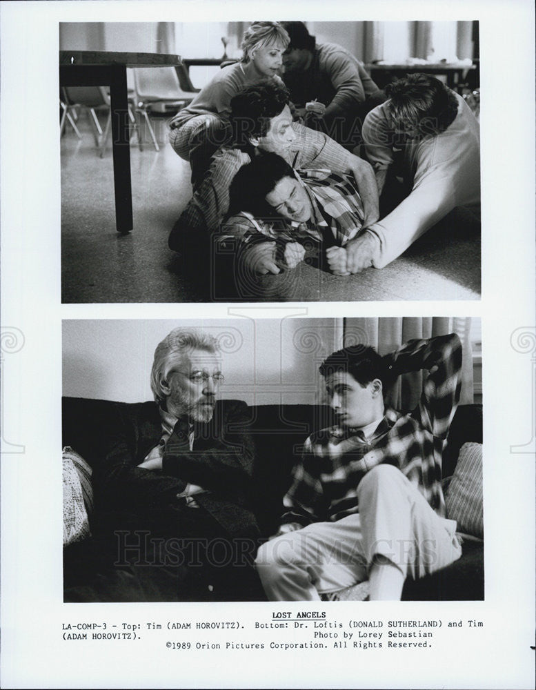 1989 Press Photo Actors Adam Horovitz And Donald Sutherland In &quot;Lost Angels&quot; - Historic Images