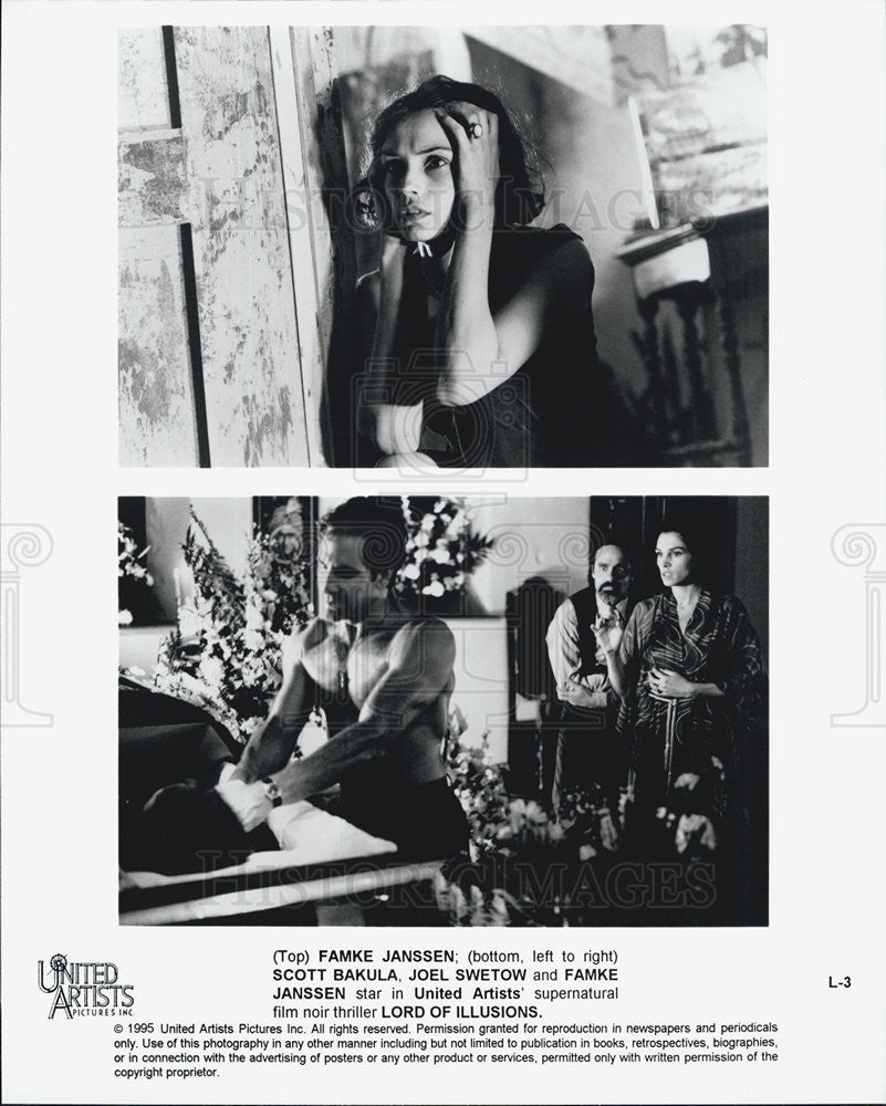 1995 Press Photo Famke Janssen,Scott Bakula,Joel Swetow in &quot;Lord of Illusions&quot; - Historic Images