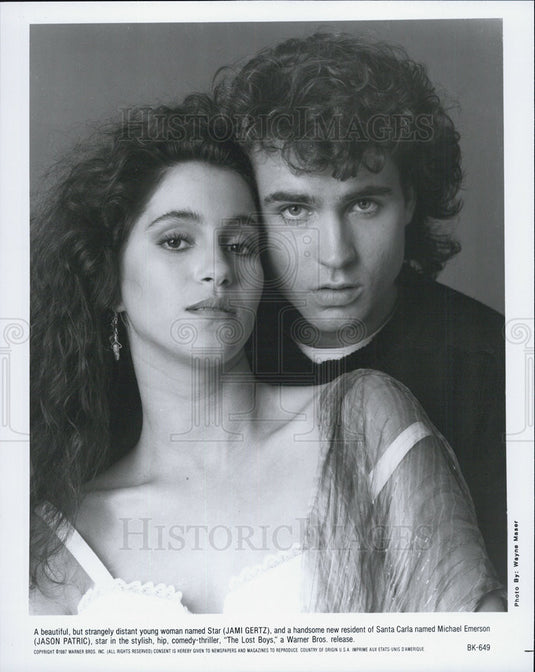 1987 Press Photo Jami Gertz & Jason Patric in "The Lost Boys" - Historic Images