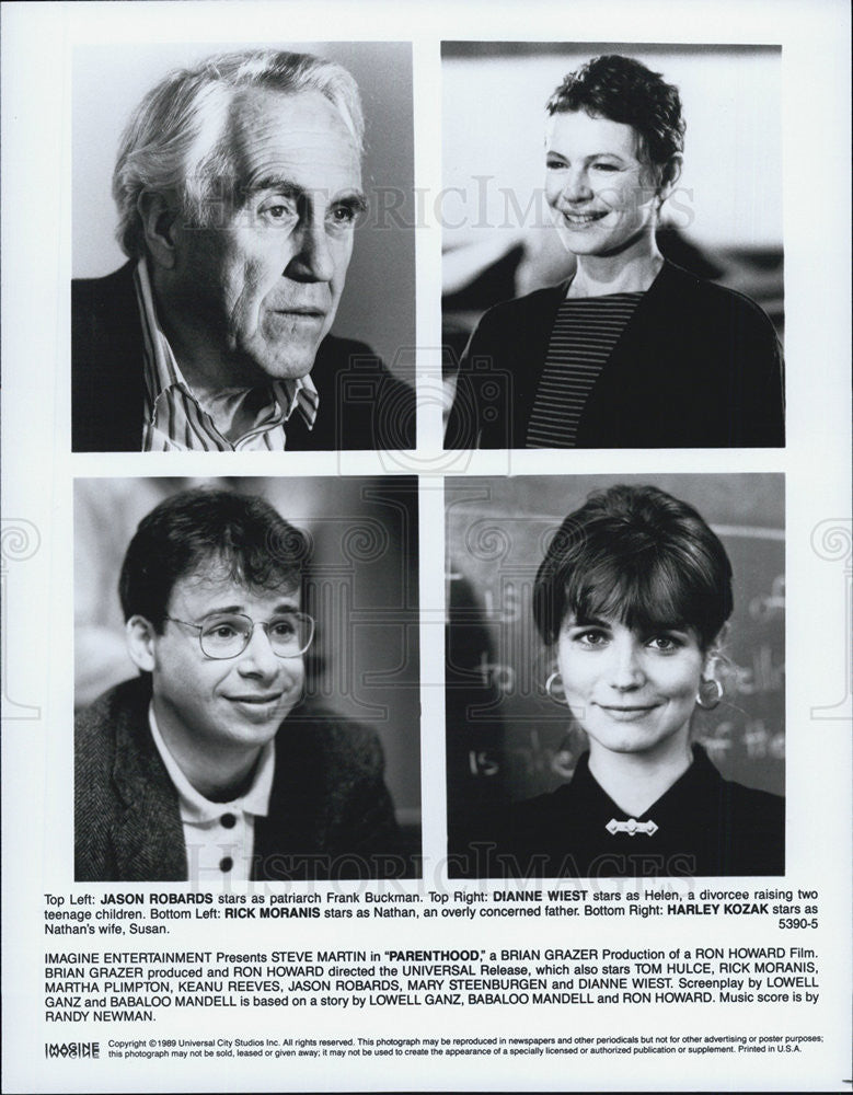 1989 Press Photo Jason Robards,Dianne West,Rick Moranis,Harley Kozak&quot;Parenthood&quot; - Historic Images