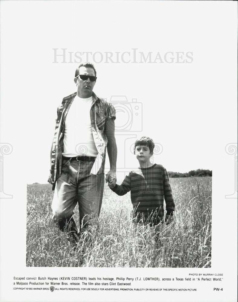 1993 Press Photo Kevin Costner &amp; TJ Lowther in &quot;A Perfect World&quot; - Historic Images