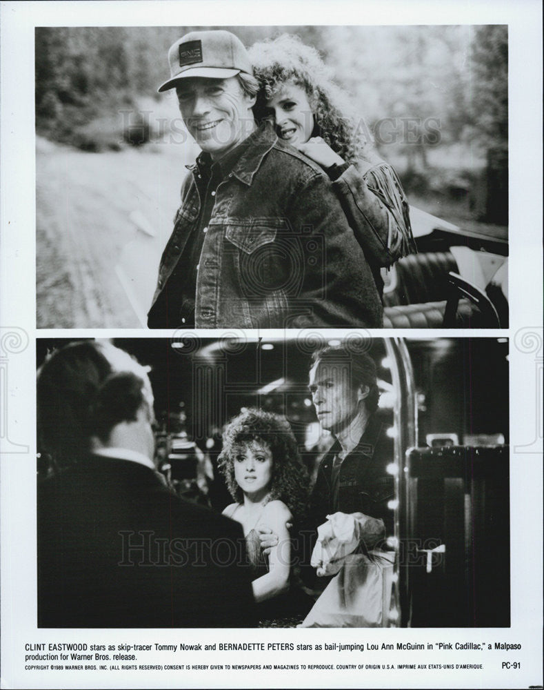 1989 Press Photo Clint Eastwood And Bernadette Peters In Movie Pink Cadillac - Historic Images