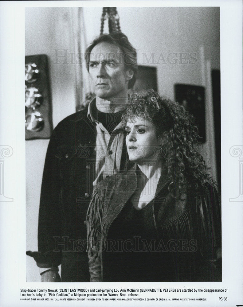 1989 Press Photo Clint Eastwood And Bernadette Peters In Movie Pink Cadillac - Historic Images