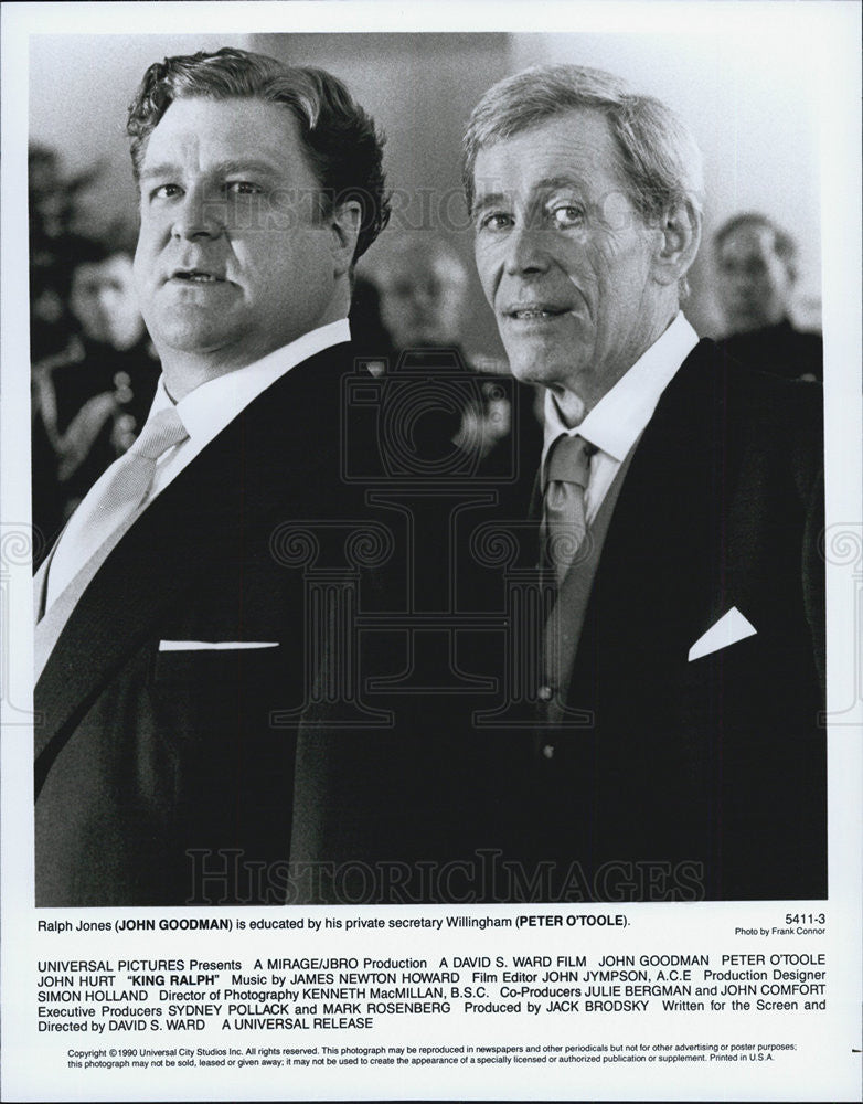 1990 Press Photo John Goodman &amp; Peter O&#39;Toole in &quot;King Ralph&quot; - Historic Images