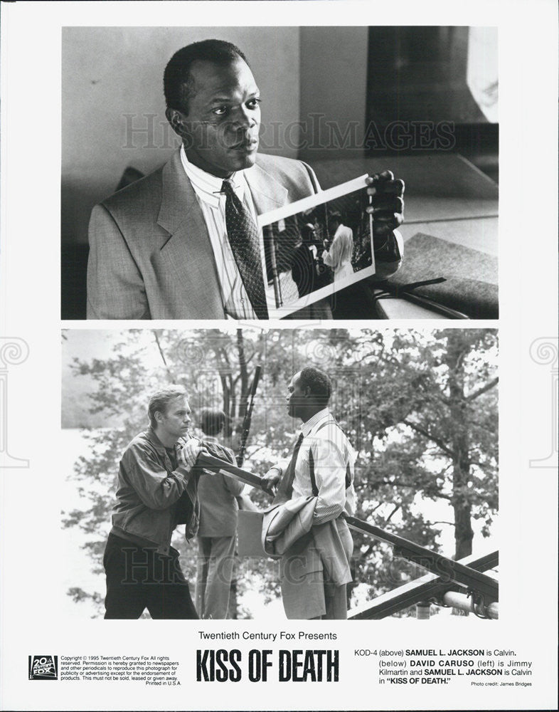 1995 Press Photo Samuel L Jackson,David Caruso in &quot;Kiss of Death&quot; - Historic Images