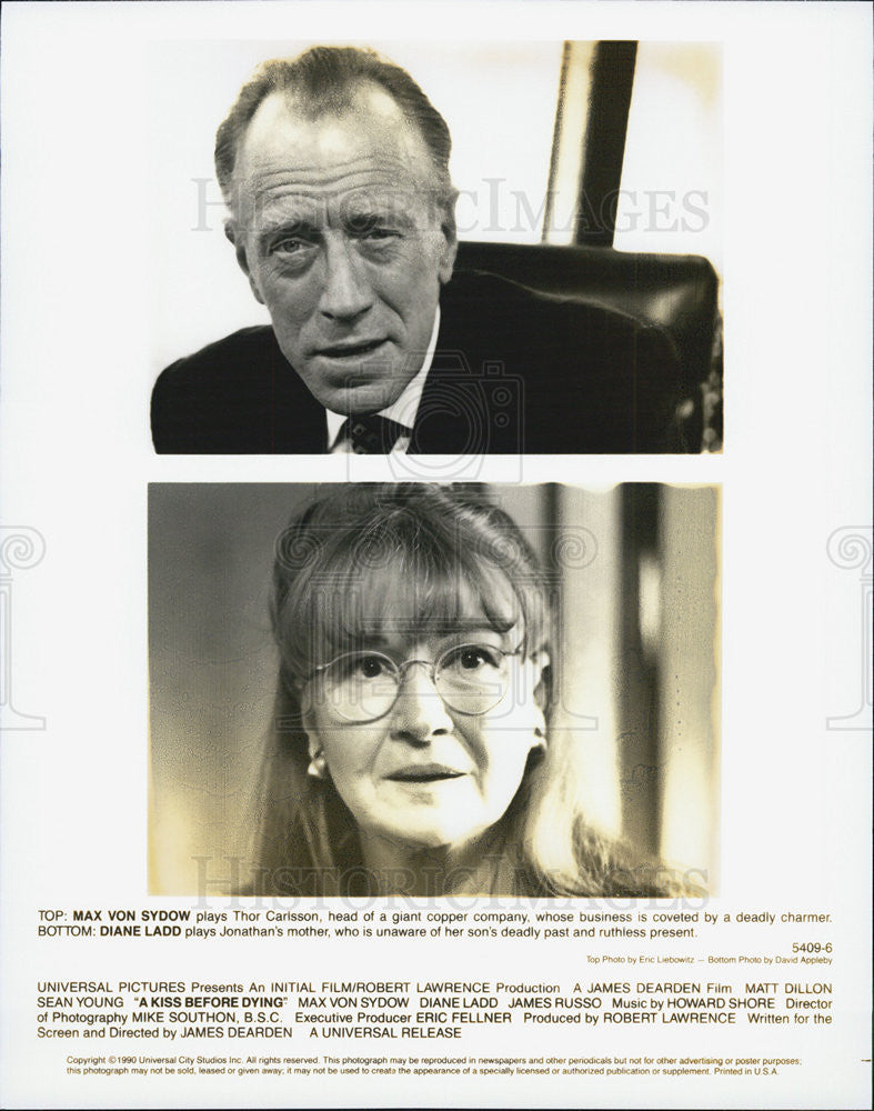 1990 Press Photo of Max Von Sydow &amp; Diane Ladd in &quot;A Kiss Before Dying&quot; - Historic Images