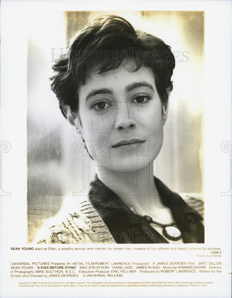 1990 Press Photo of Sean Young, star of &quot;A Kiss Before Dying&quot; - Historic Images