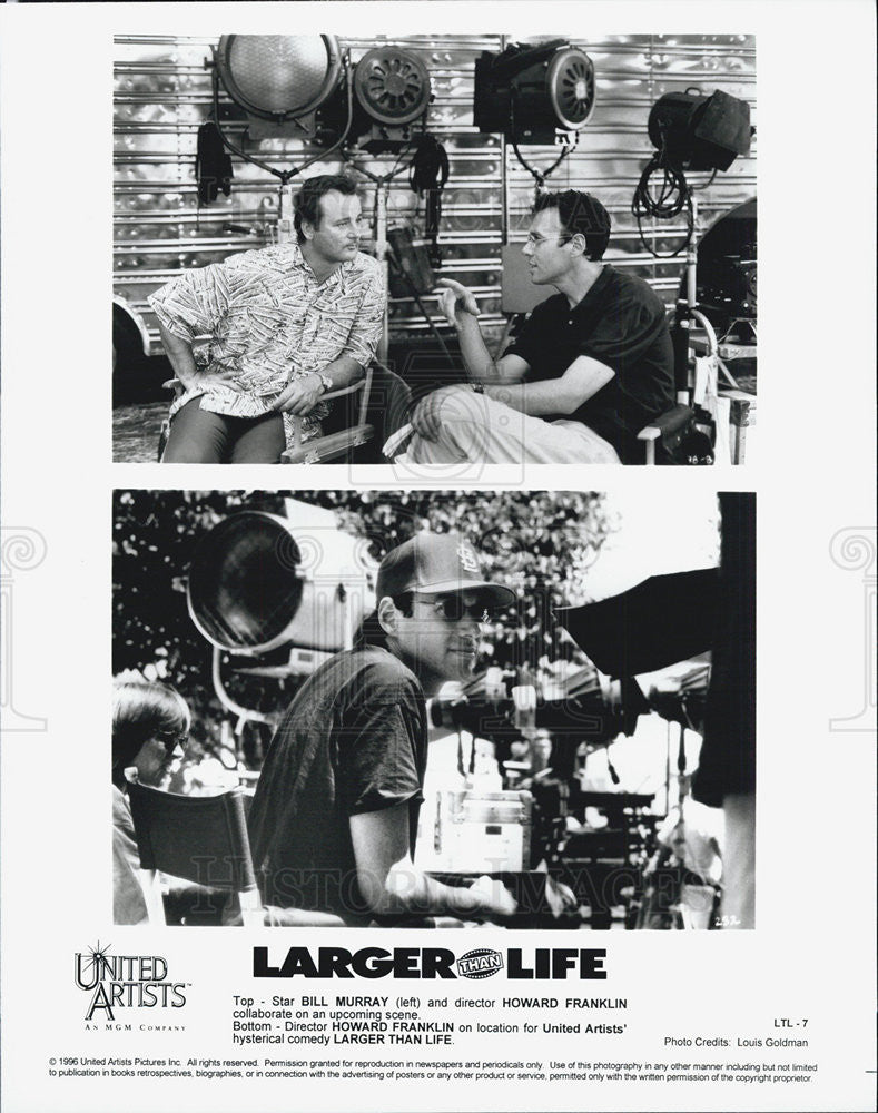 1996 Press Photo Howard Franklin Directs Billy Murray In Movie Larger Than Life - Historic Images